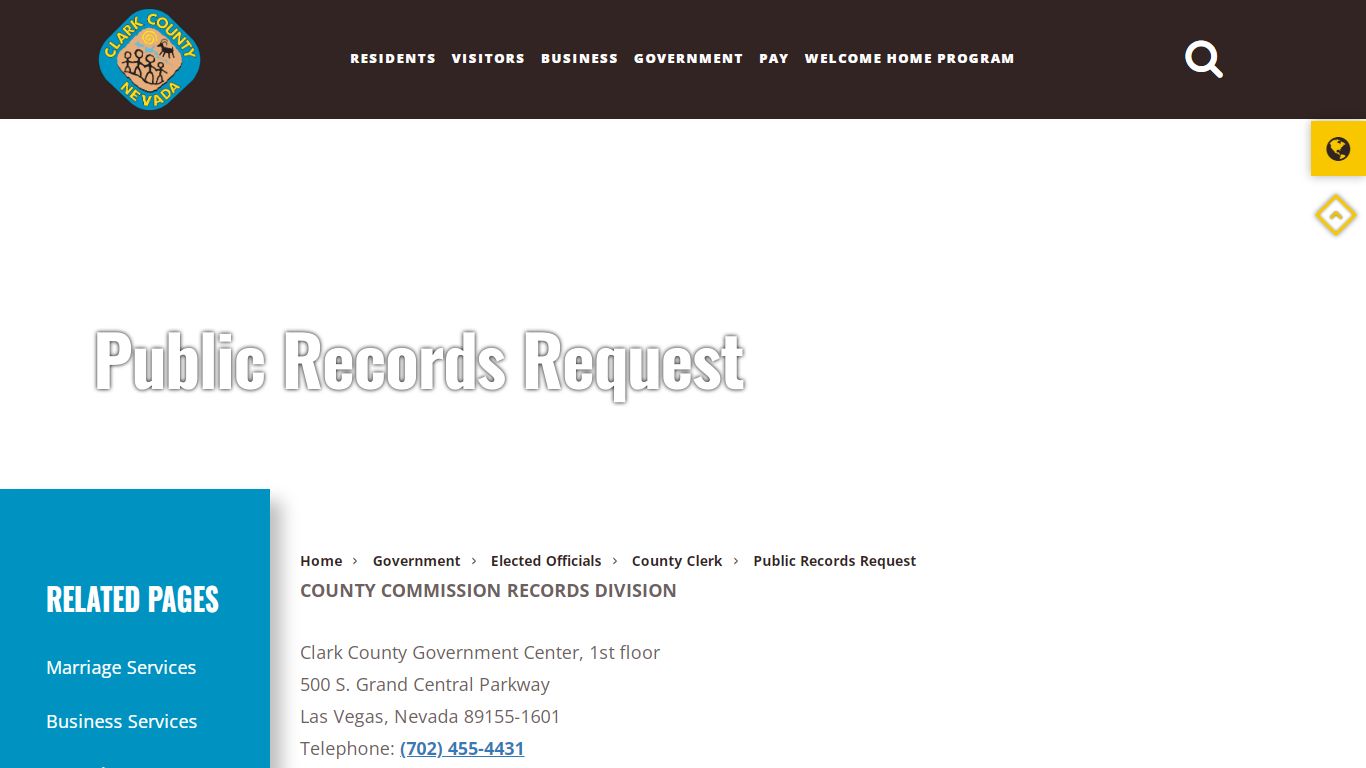 Public Records Request - Clark County, Nevada