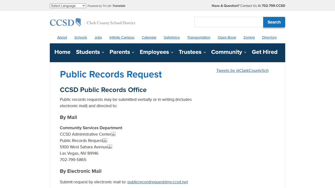 Public Records Request | Clark County School District